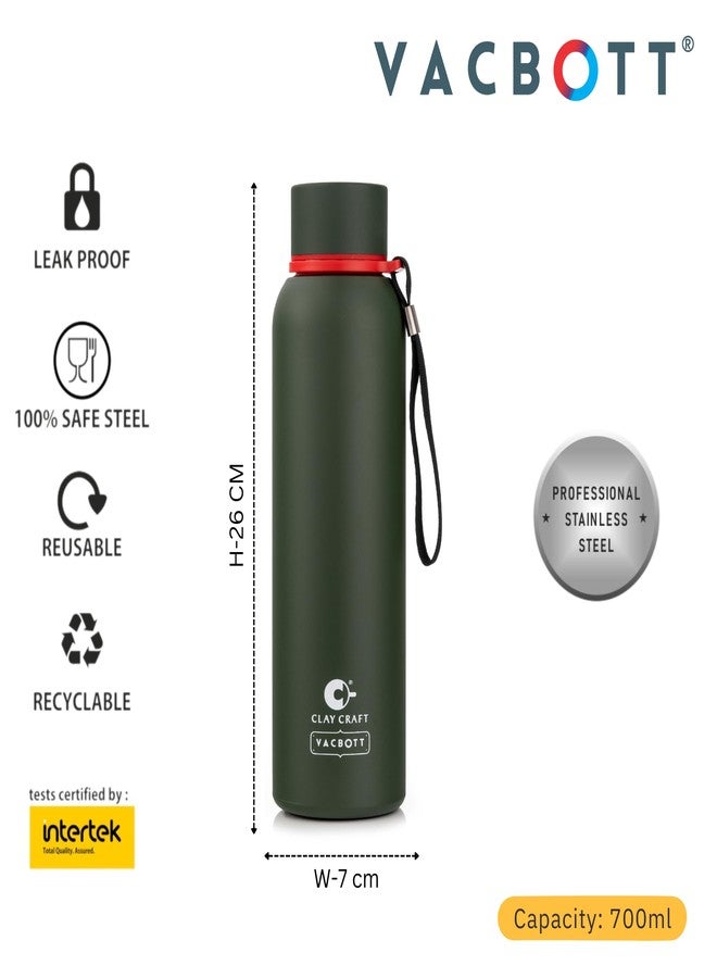 Clay Craft Vacbott Everest 700 Ml Double Wall Vacuum Insulated Stainless Steel Water Bottle | 24 Hrs Hot & 18 Hrs Cold | 1 Year Limited Warranty | Bis Certified| Made in India (Green) - Image 4
